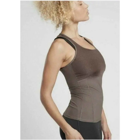 NEW Athleta Womens Vitality Rib Tank Women Sz Small in Coffee House - Picture 1 of 7